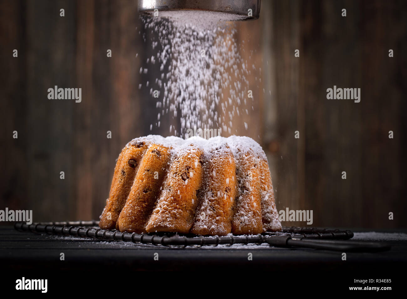fresh cake with icing sugar - scattered Stock Photo