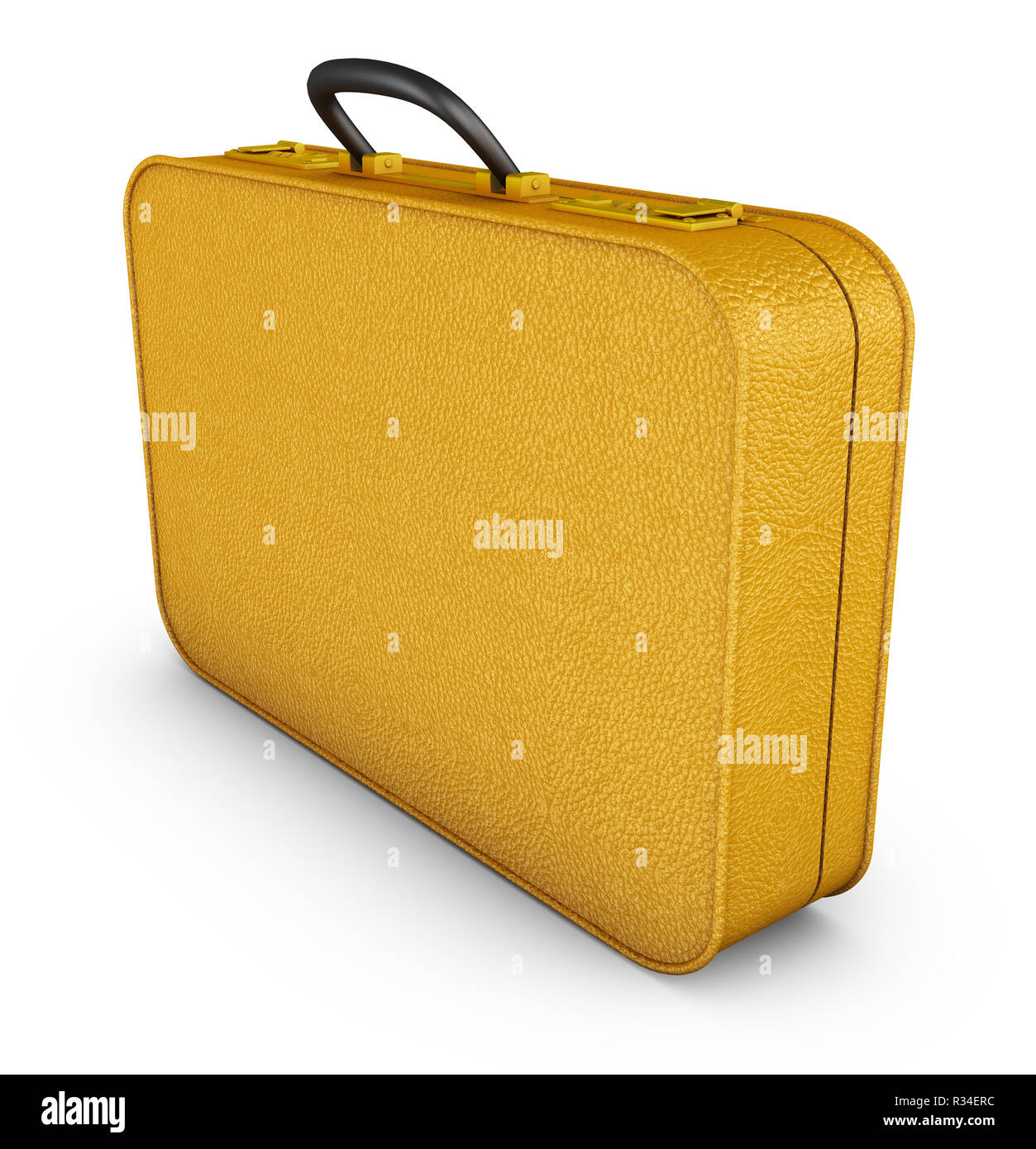 Yellow suitcase on a white background. 3d render Stock Photo