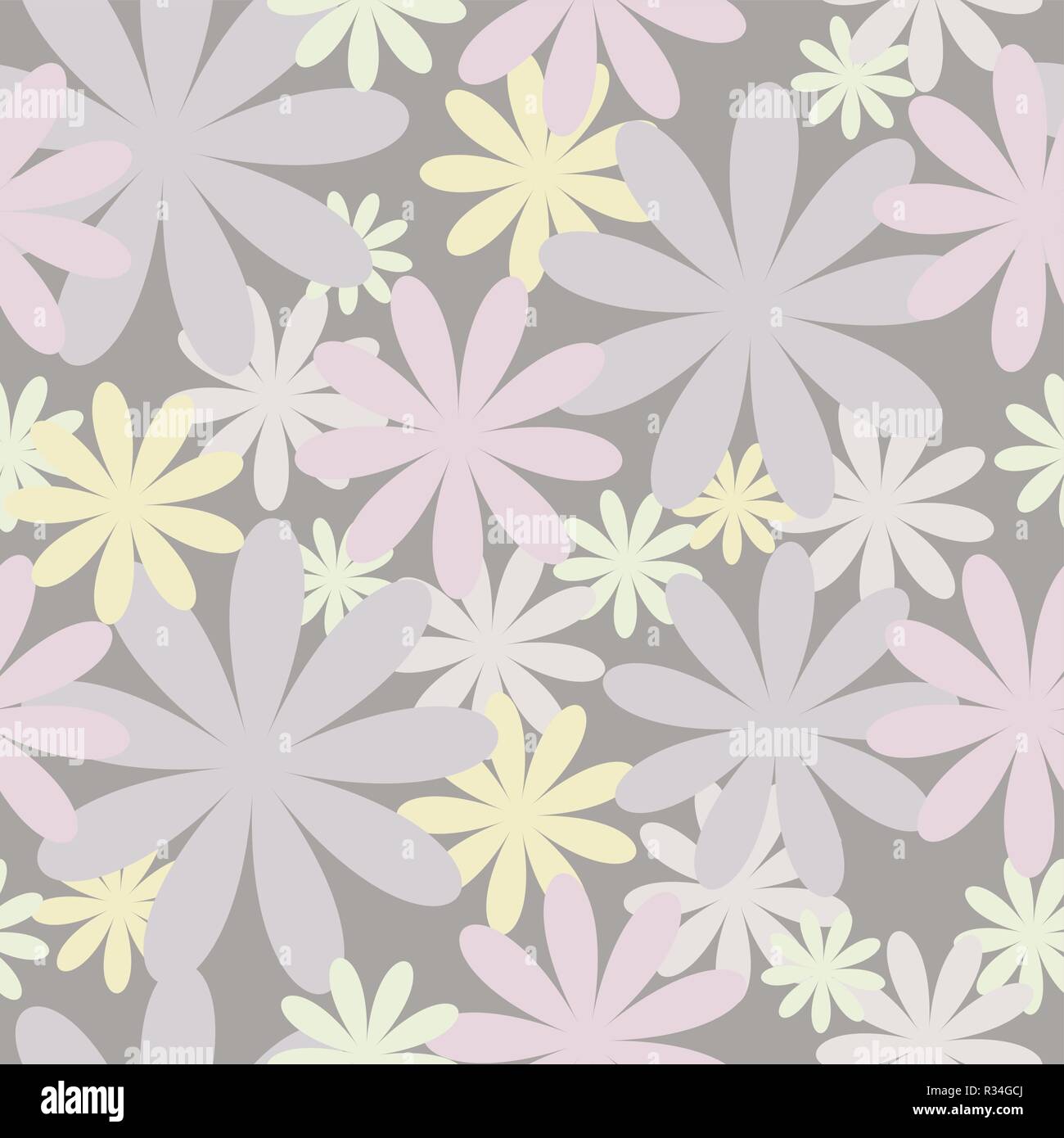 Floral seamless vector pattern in pastel colors. For ease of use, the pattern is saved in the Swatches palette. Zip file contains eps10, ai and jpeg. Stock Vector