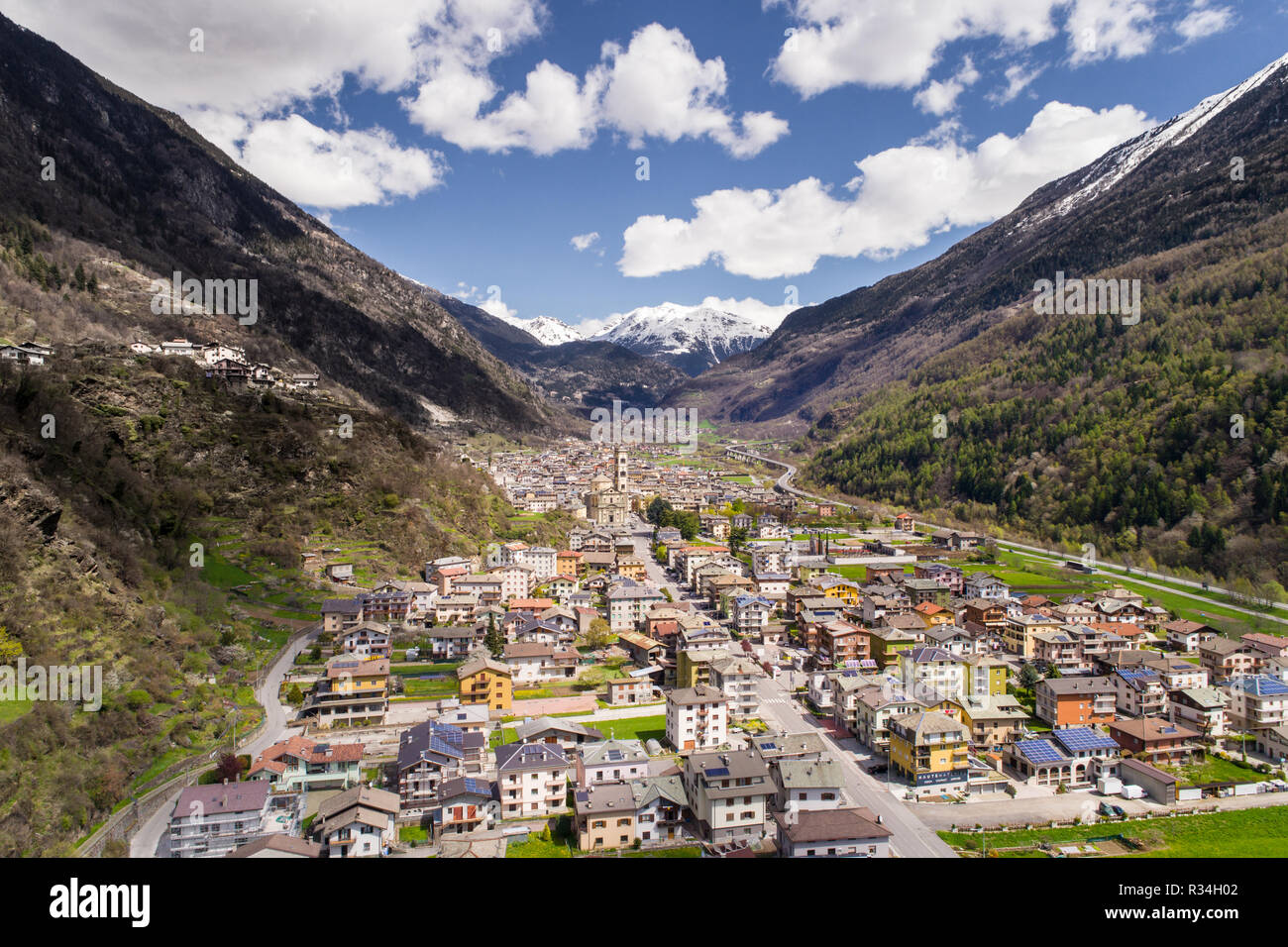 City of Grosio, Valtellina Valley Stock Photo
