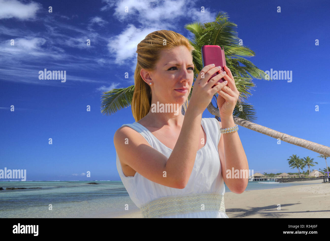 selfie on the beach Stock Photo