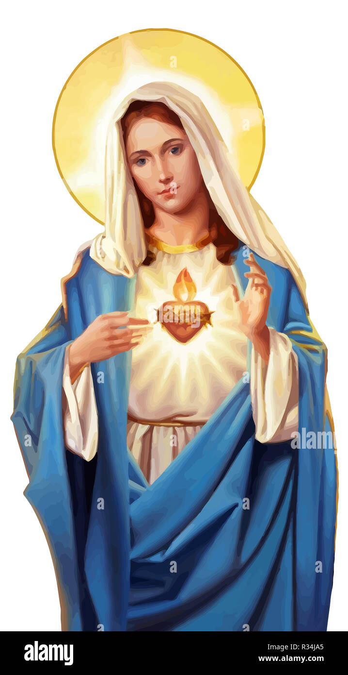 immaculate heart of lady mary sacred faith religion holy illustration Stock Photo