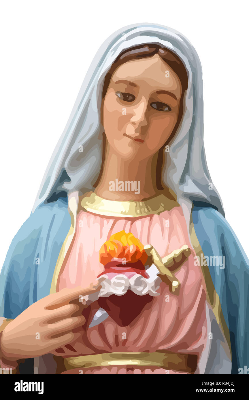 immaculate heart of lady mary sacred faith religion saint illustration Stock Photo