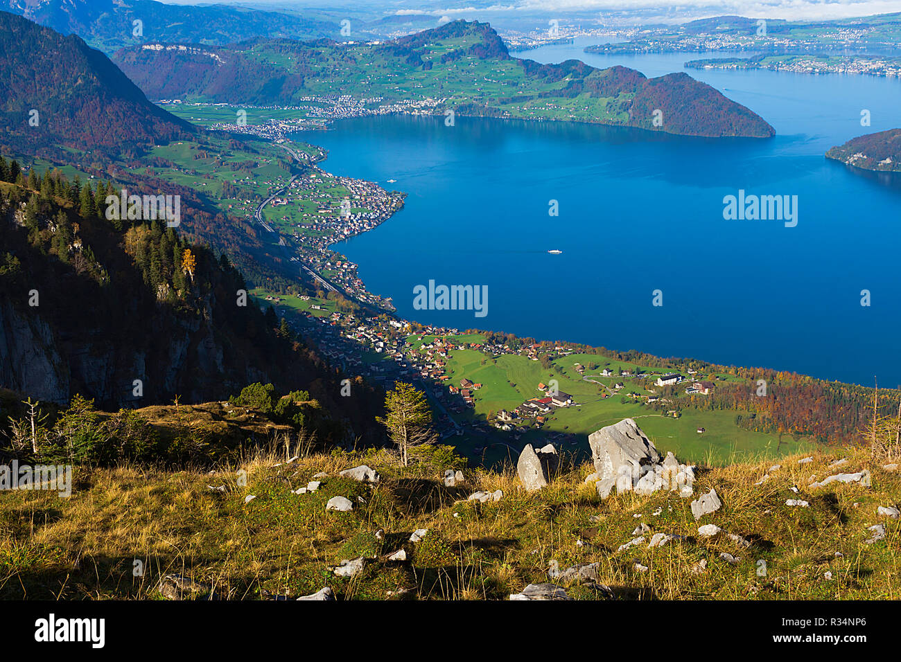 looking down to lake lucerne Stock Photo