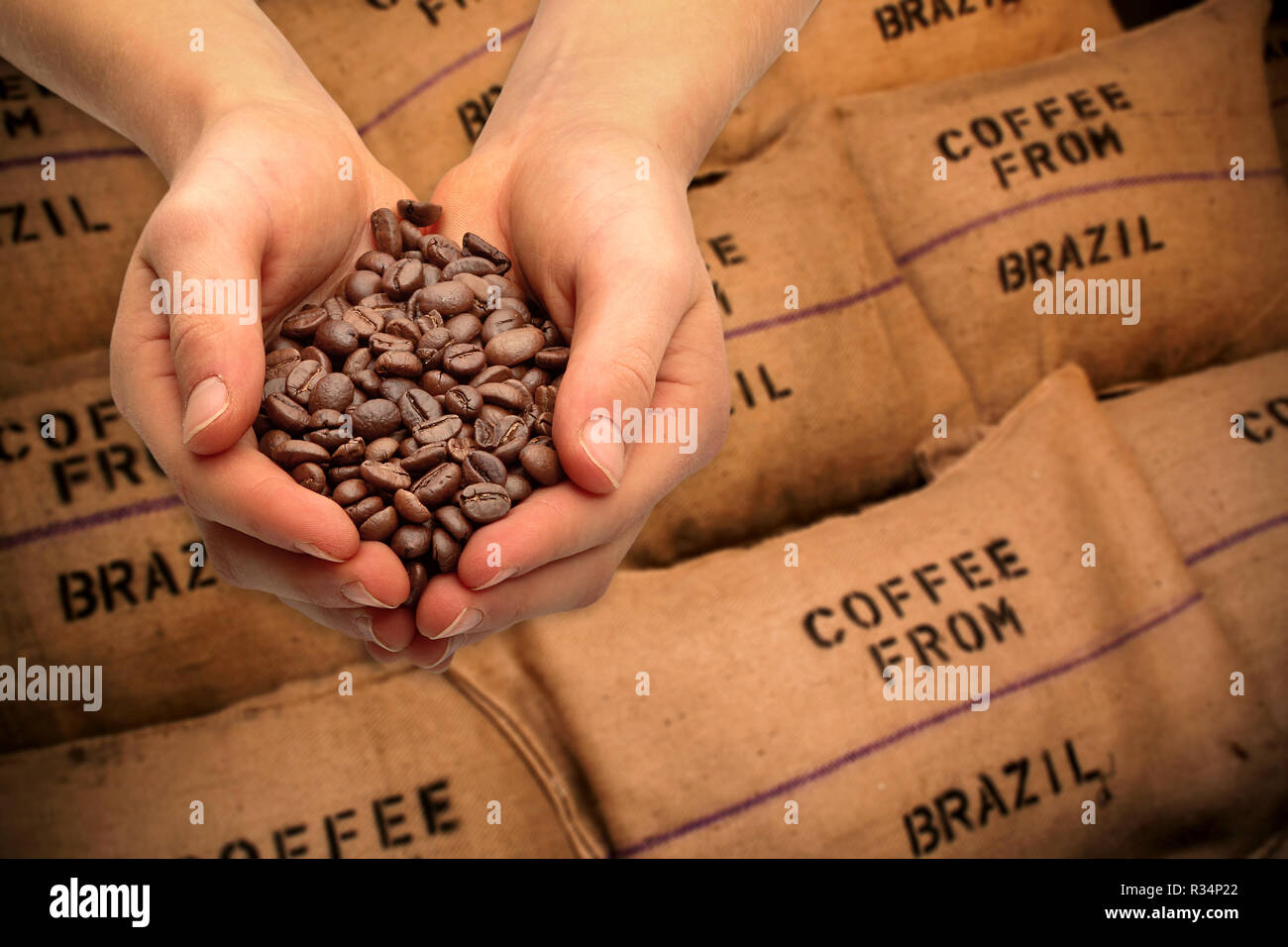 trade with coffee beans Stock Photo