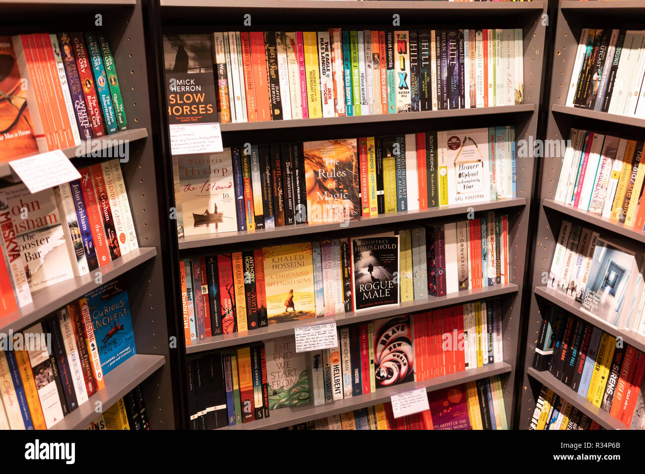 Paperback Novels On Bookcases In A Waterstones Bookshop On