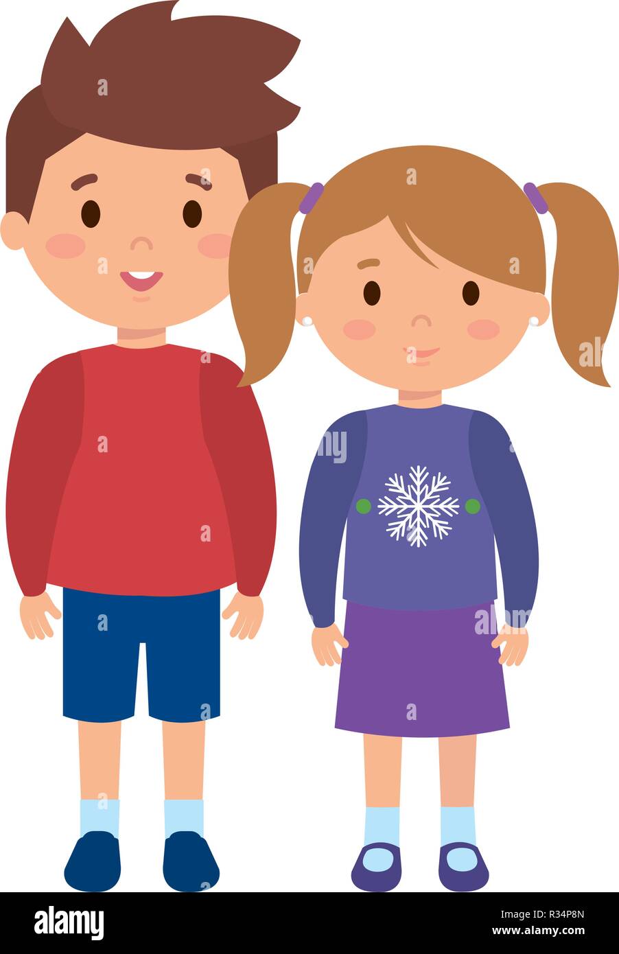 little kids with winter clothes vector illustration design Stock Vector ...