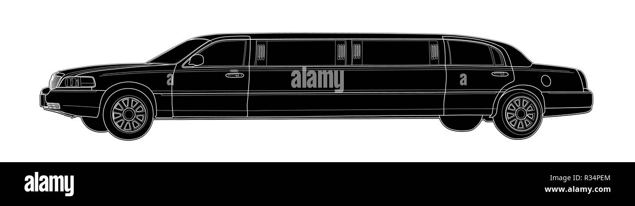 Vector draw of limousine. Modern simple design Stock Vector