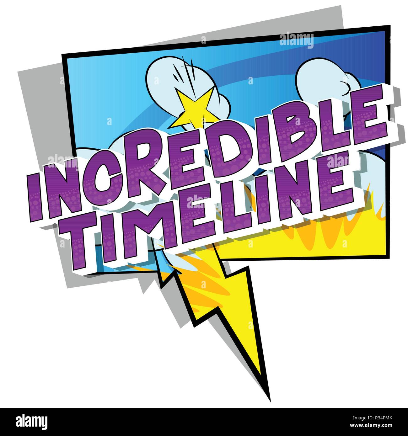 Incredible Timeline Vector illustrated comic book style phrase on abstract background Stock