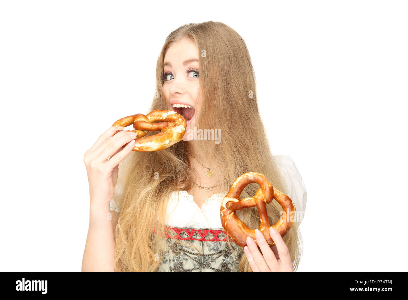 girl in costume with breasts Stock Photo