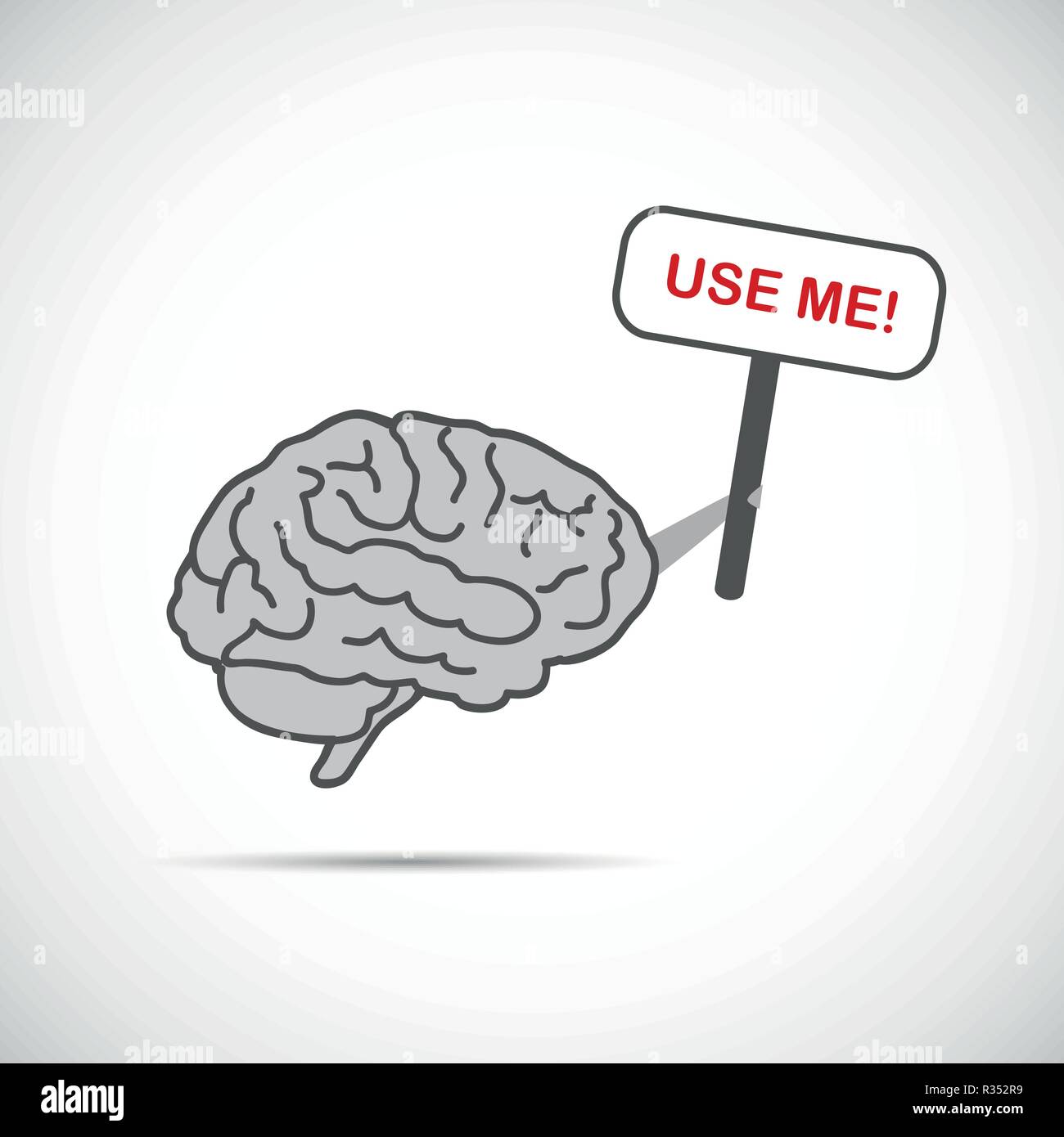 grey brain holding placard with use me text vector illustration Stock Vector