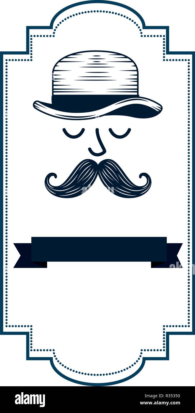 gentleman top hat and mustache frame vector illustration design Stock ...