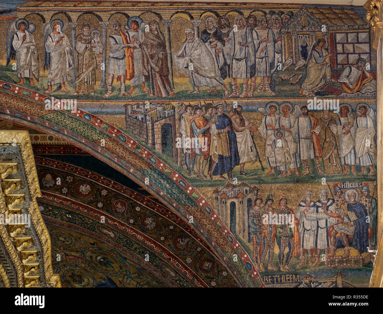 Rom, Roma, Santa Maria Maggiore, Frühchristliche Mosaiken am Triumphbogen, 4.-5. Jahrhundert Stock Photo