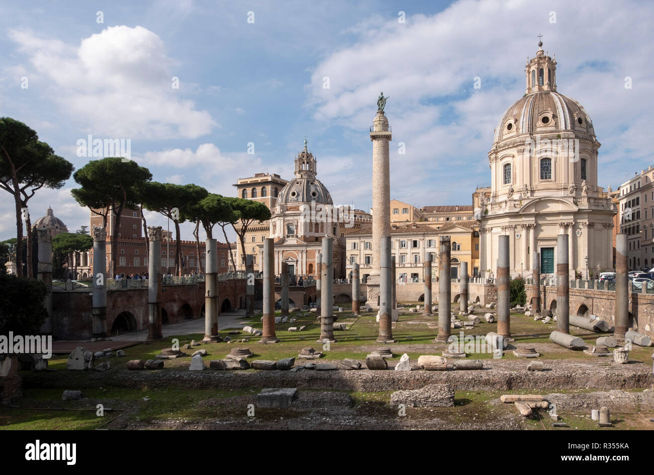 Rom, Roma, Kaiserforen, Trajansforum mit Trajansäule Stock Photo