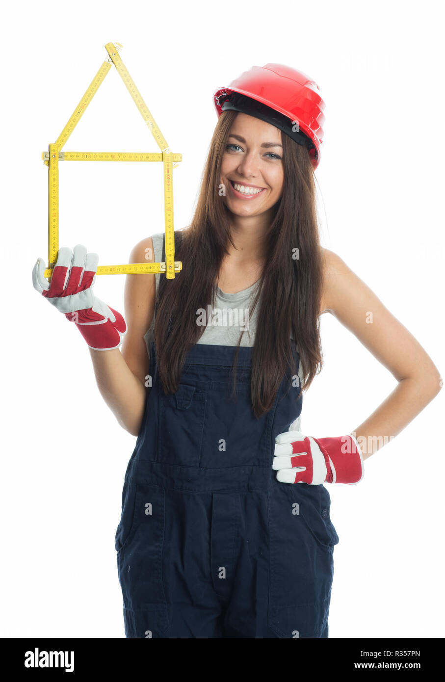 female artisan with ruler Stock Photo