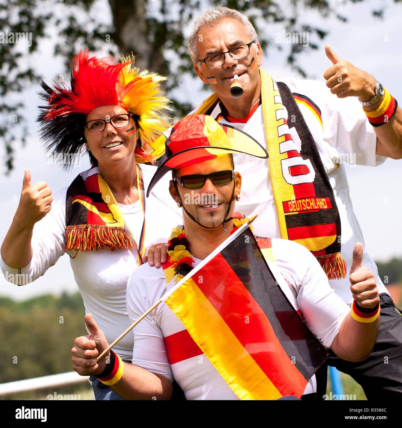 jubilant football fans - germany Stock Photo