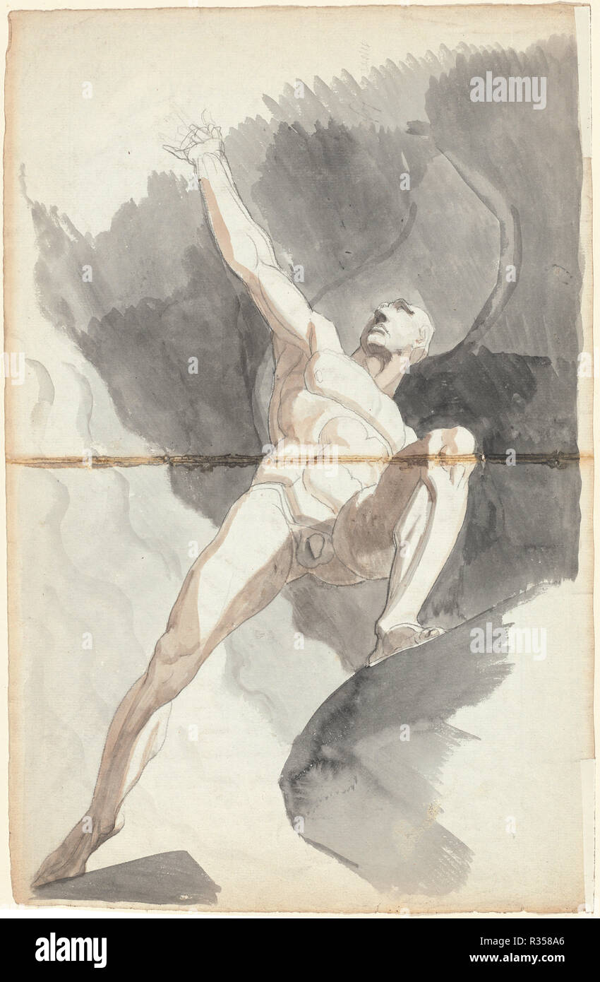 Satan Defying the Powers of Heaven. Dated: late 1790s. Medium: graphite, black chalk, and gray wash. Museum: National Gallery of Art, Washington DC. Author: FUSELI, HENRY. Stock Photo