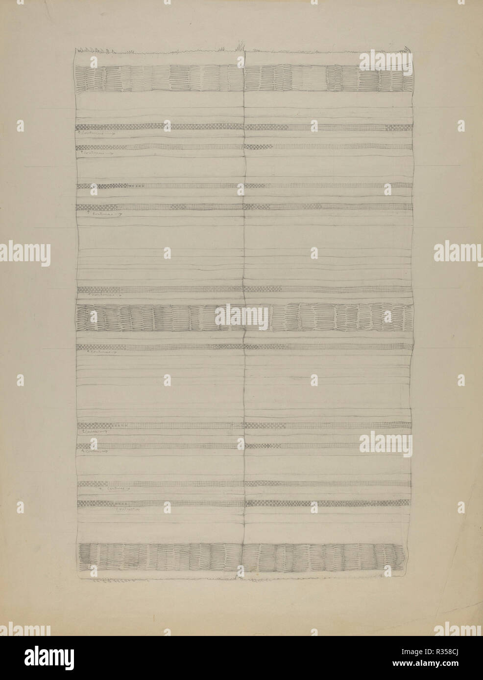 Textile. Dated: 1935/1942. Dimensions: overall: 66.1 x 51 cm (26 x 20 1/16 in.). Medium: graphite on paper. Museum: National Gallery of Art, Washington DC. Author: American 20th Century. Stock Photo