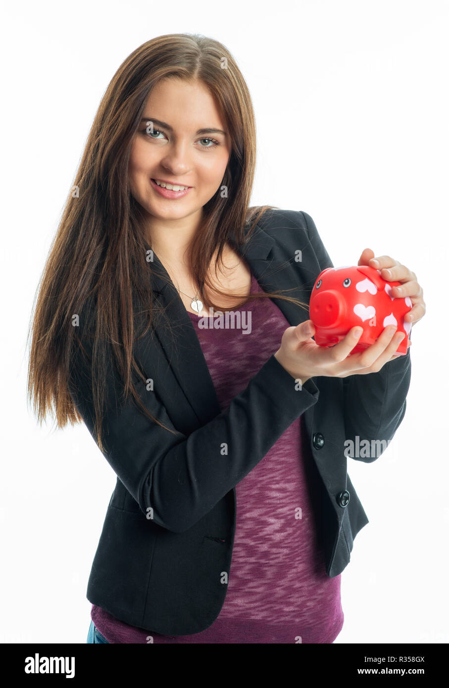 young girl with piggy bank Stock Photo - Alamy