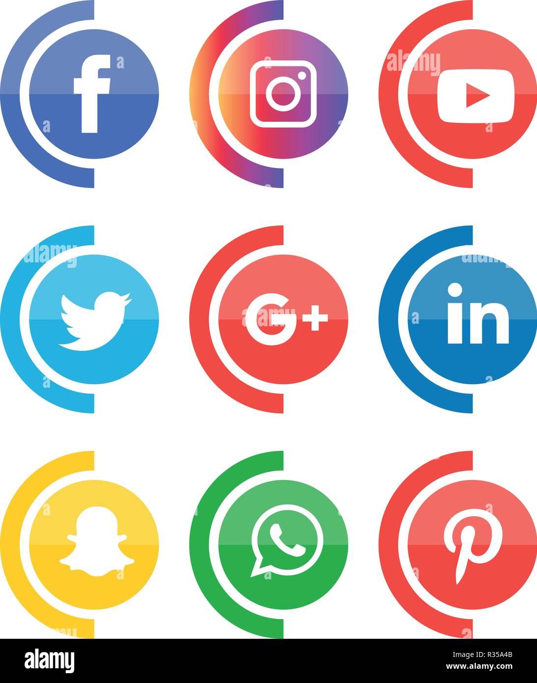 Social Media Icons Set Logo Vector Illustrator Facebook Instagram Twitter Whatsapp Communication Google Plus Device Youtube Smart Phone Net Stock Vector Image Art Alamy