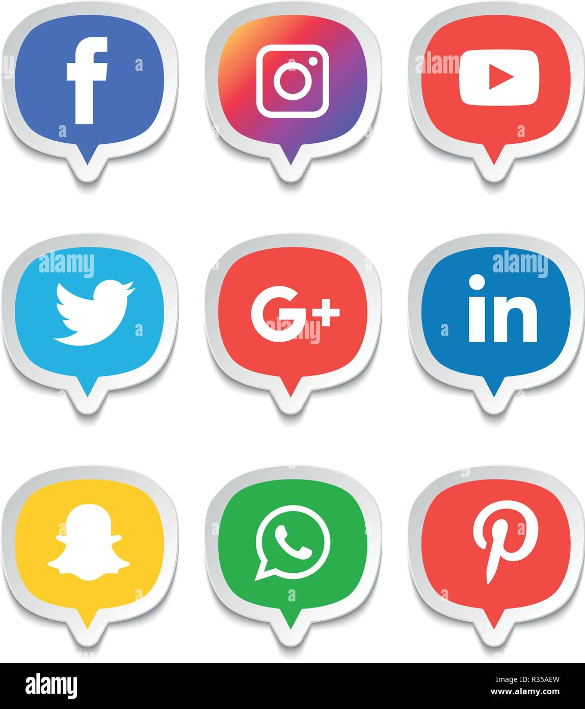 Social Media Icons Set Logo Vector Illustrator Facebook Instagram Twitter Whatsapp Communication Google Plus Device Youtube Smart Phone Net Stock Vector Image Art Alamy