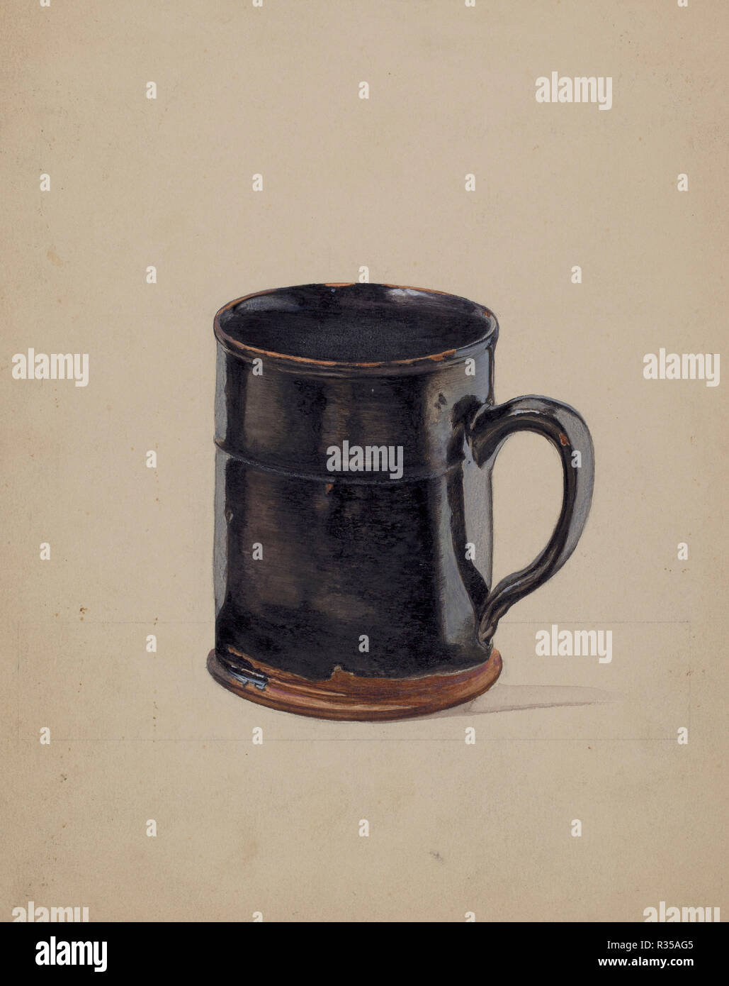 Tall Drinking Mug. Dated: 1935/1942. Dimensions: overall: 25.2 x 20.1 cm (9 15/16 x 7 15/16 in.). Medium: watercolor, colored pencil, gouache, and graphite on paper. Museum: National Gallery of Art, Washington DC. Author: American 20th Century. Stock Photo