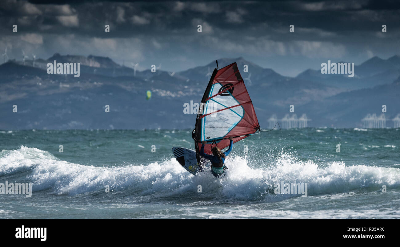 Windsurfing action. Stock Photo