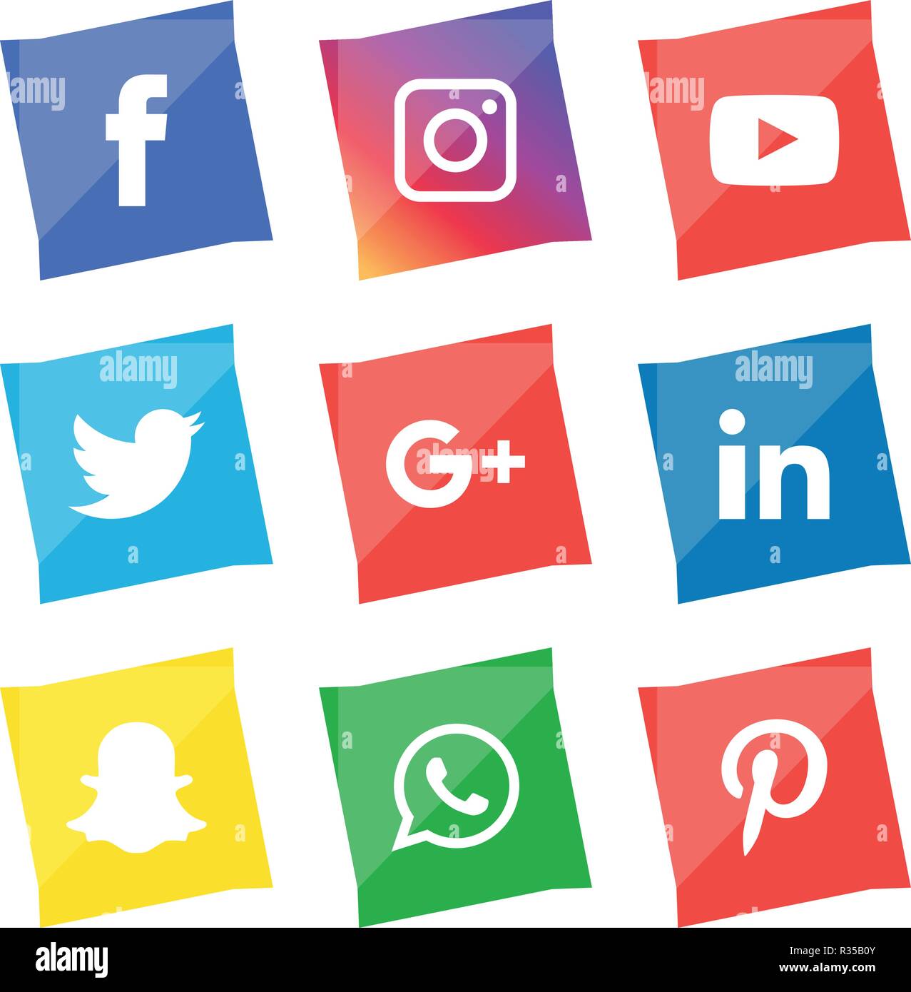 Social Media Icons Set Logo Vector Illustrator Facebook Instagram Twitter Whatsapp Communication Google Plus Device Youtube Smart Phone Net Stock Vector Image Art Alamy