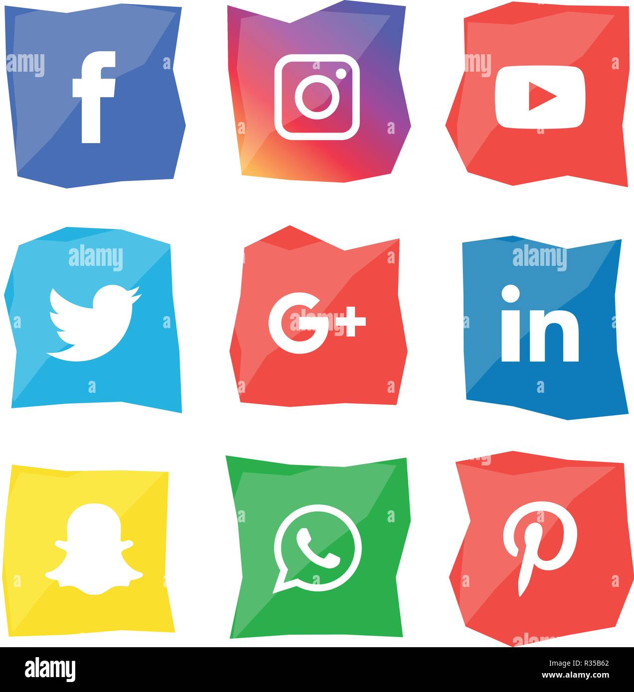 Social Media Icons Set Logo Vector Illustrator Facebook Instagram Twitter Whatsapp Communication Google Plus Device Youtube Smart Phone Net Stock Vector Image Art Alamy