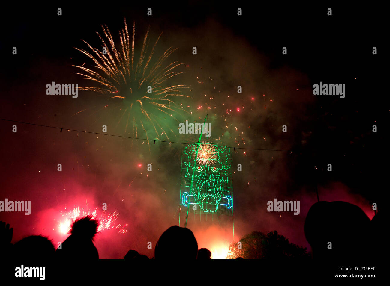 November 5th Fireworks Victoria Park London. Celebration of anniversary of Mary Shelley's Frankenstein Stock Photo