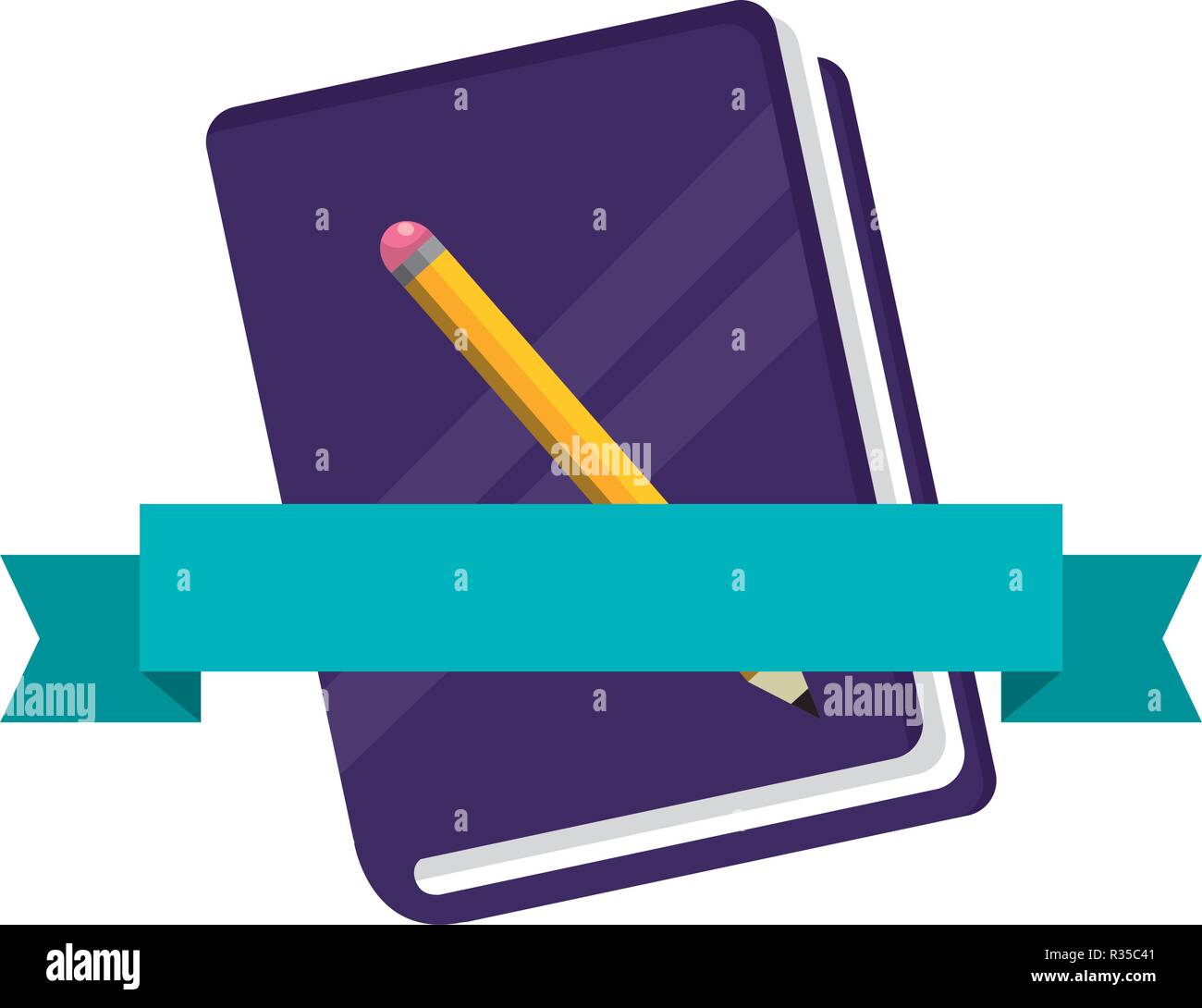 back to school tools notebook eith ribbon vector illustration graphic ...