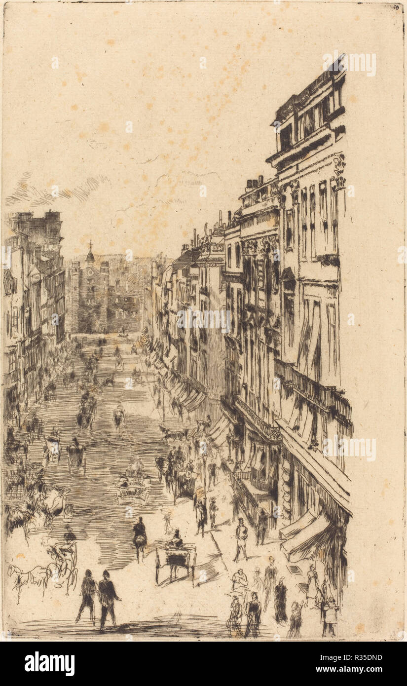 St James's Street. Dated: 1878. Medium: etching and drypoint. Museum: National Gallery of Art, Washington DC. Author: WHISTLER, JAMES ABBOTT MCNEILL. after James McNeill Whistler. Stock Photo