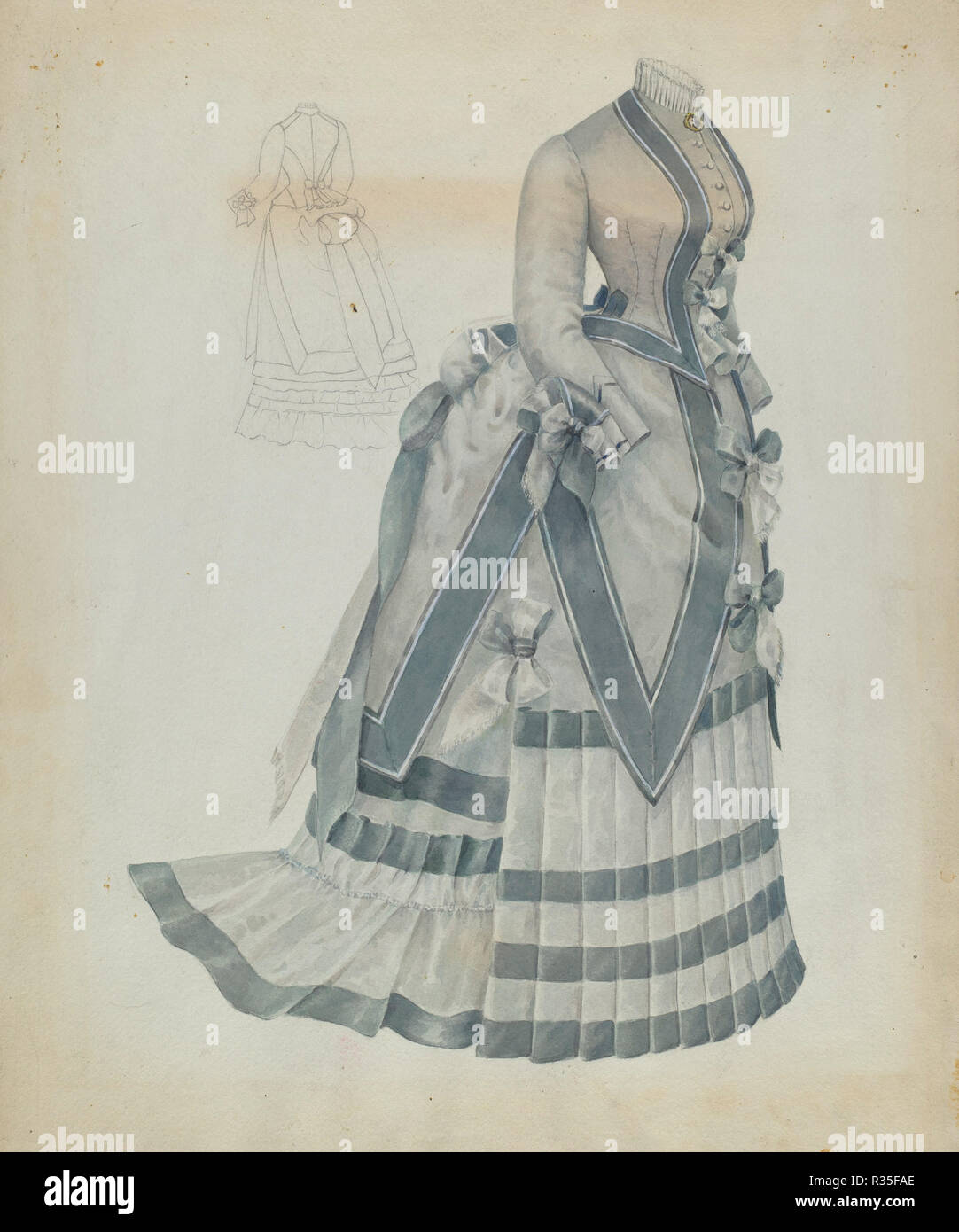 Dress. Dated: c. 1937. Dimensions: overall: 45.6 x 38.1 cm (17 15/16 x 15 in.). Medium: watercolor, graphite, and gouache on paper. Museum: National Gallery of Art, Washington DC. Author: Jessie M. Benge. Stock Photo