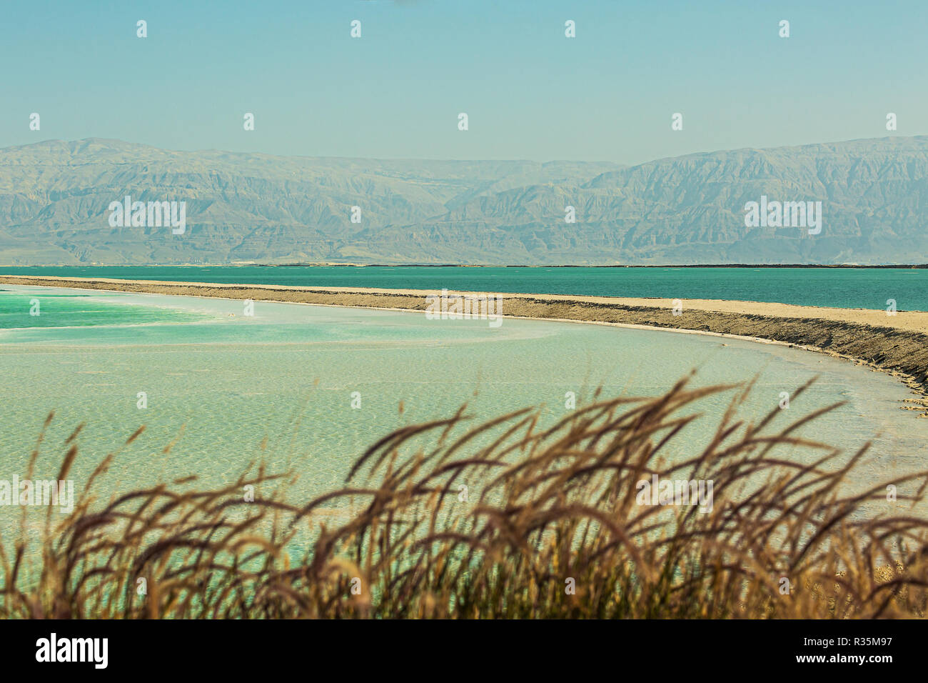 Beautiful photo coast of the Dead Sea , Israel . Stock Photo