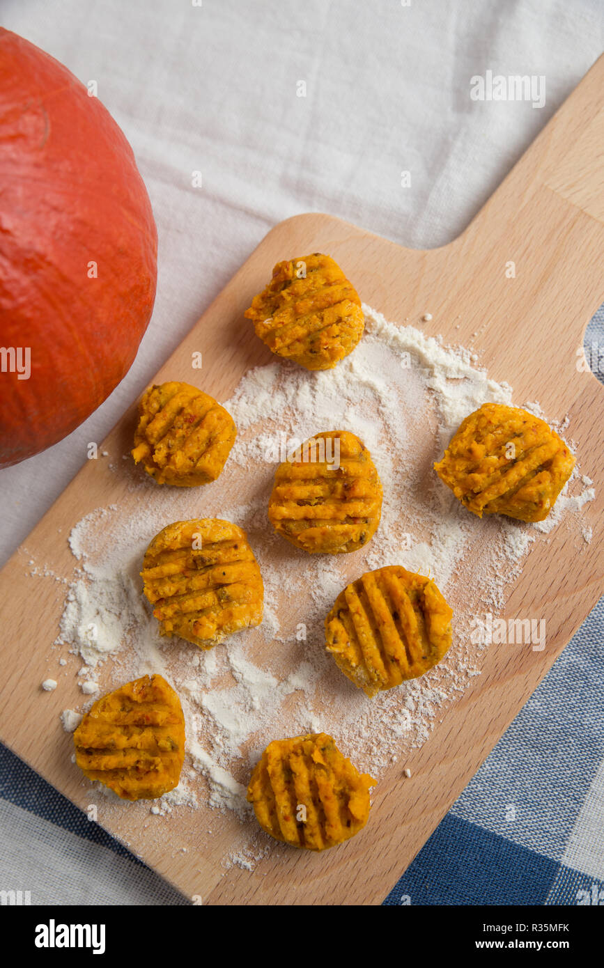 home made pumpkin gnocchi Stock Photo