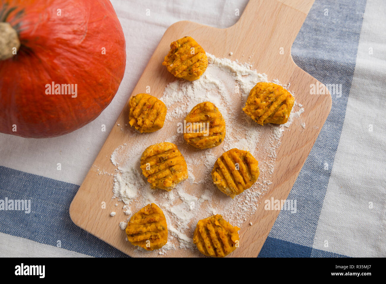 home made pumpkin gnocchi Stock Photo