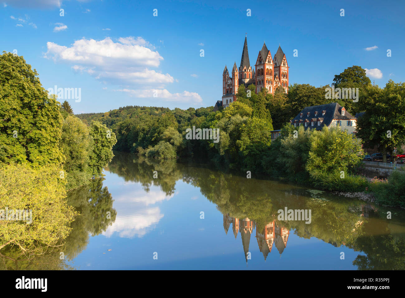 Cathedral (Dom) and River Lahn, Limburg, Hesse, Germany Stock Photo
