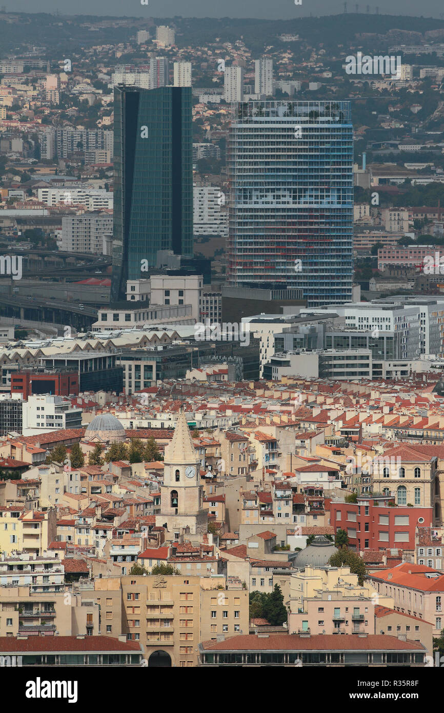 Architectural contrasts. Marseille, France Stock Photo
