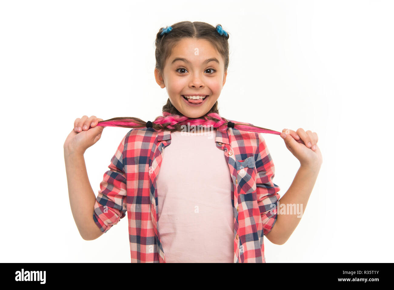 Girl Long Braids White Background Kanekalon Jumbo Braids Keep