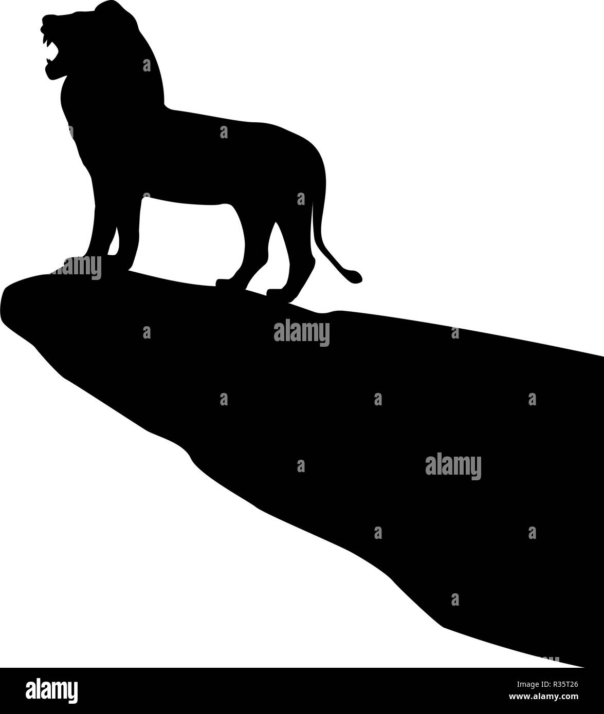 Vector illustration of isolated lion silhouette Stock Vector