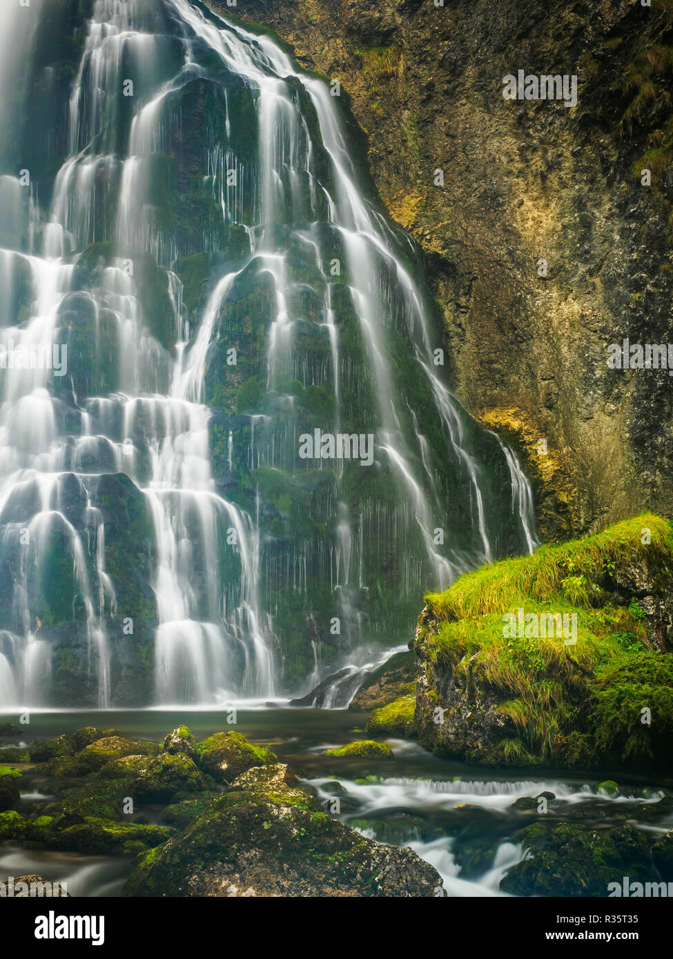 Fall images of the Gollinger Waterfall in Golling near Hallein in Salzburg Austria Stock Photo
