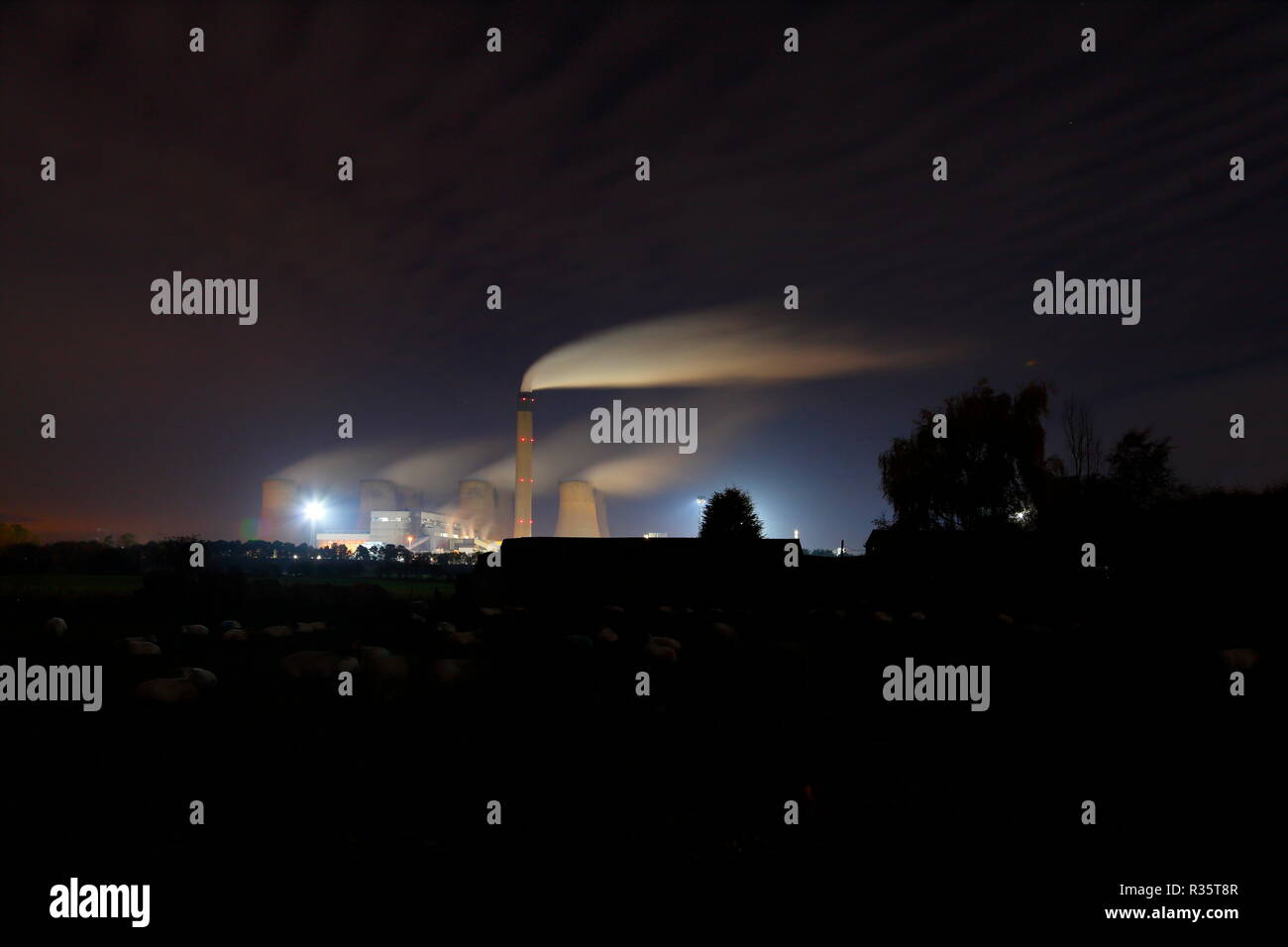 Eggborough Power Station at night Stock Photo Alamy