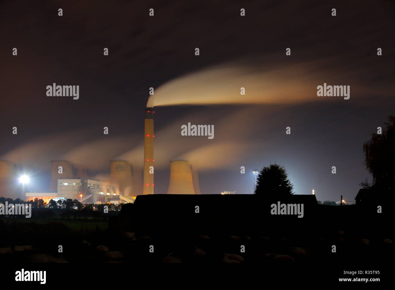 Eggborough Power Station at night Stock Photo Alamy