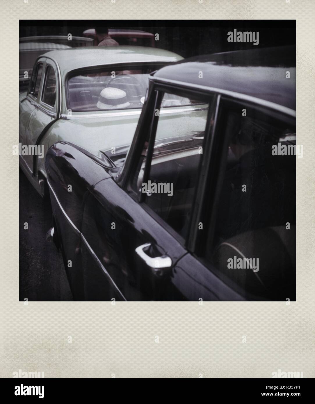 Polaroid effect of vintage cars Stock Photo Alamy