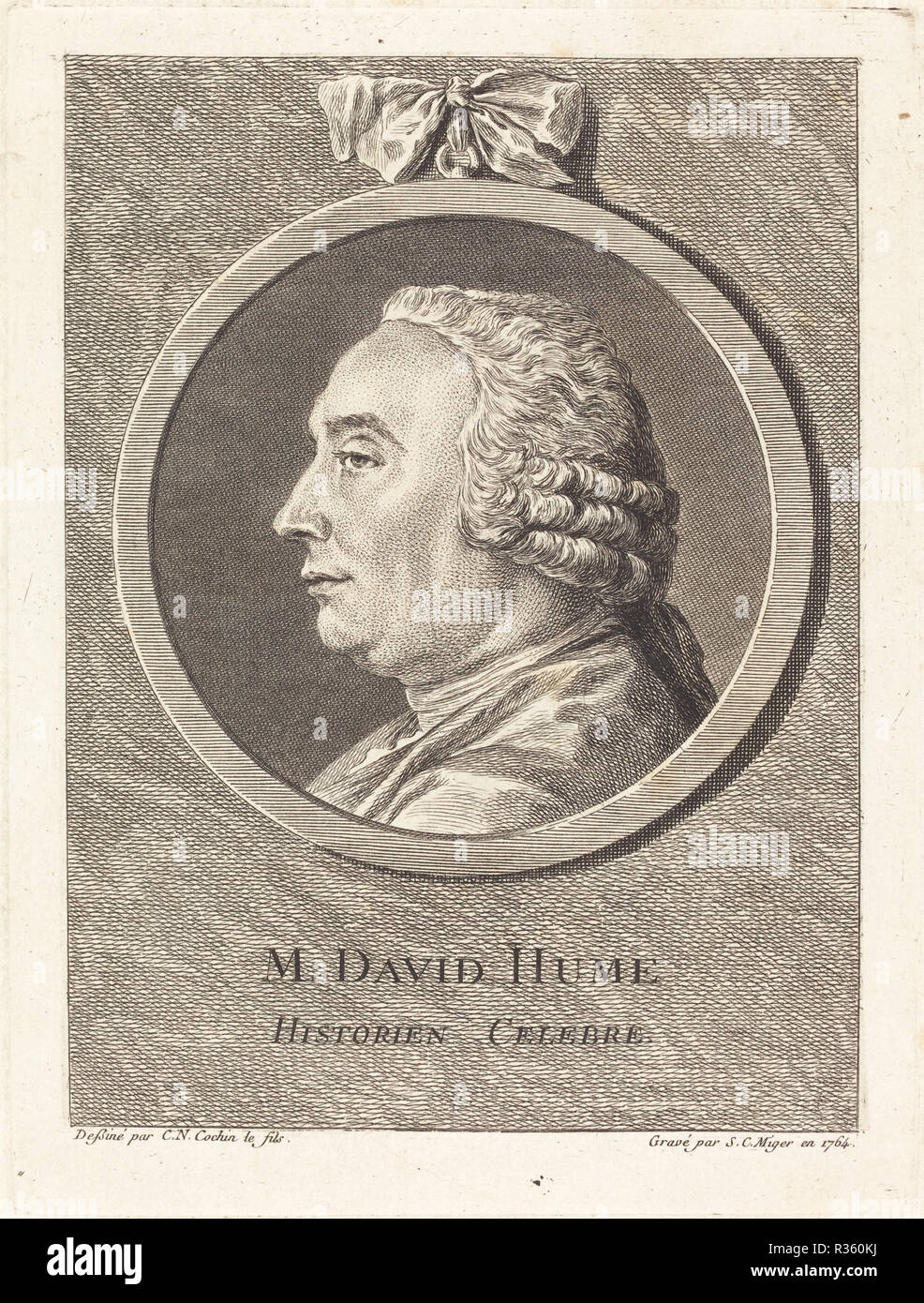 M. David Hume. Dated: 1764. Dimensions: plate: 19.4 x 14.5 cm (7 5/8 x 5 11/16 in.)  sheet: 23.1 x 17.4 cm (9 1/8 x 6 7/8 in.). Medium: engraving on laid paper [second state]. Museum: National Gallery of Art, Washington DC. Author: Simon Charles Miger after Charles-Nicolas Cochin II. Stock Photo