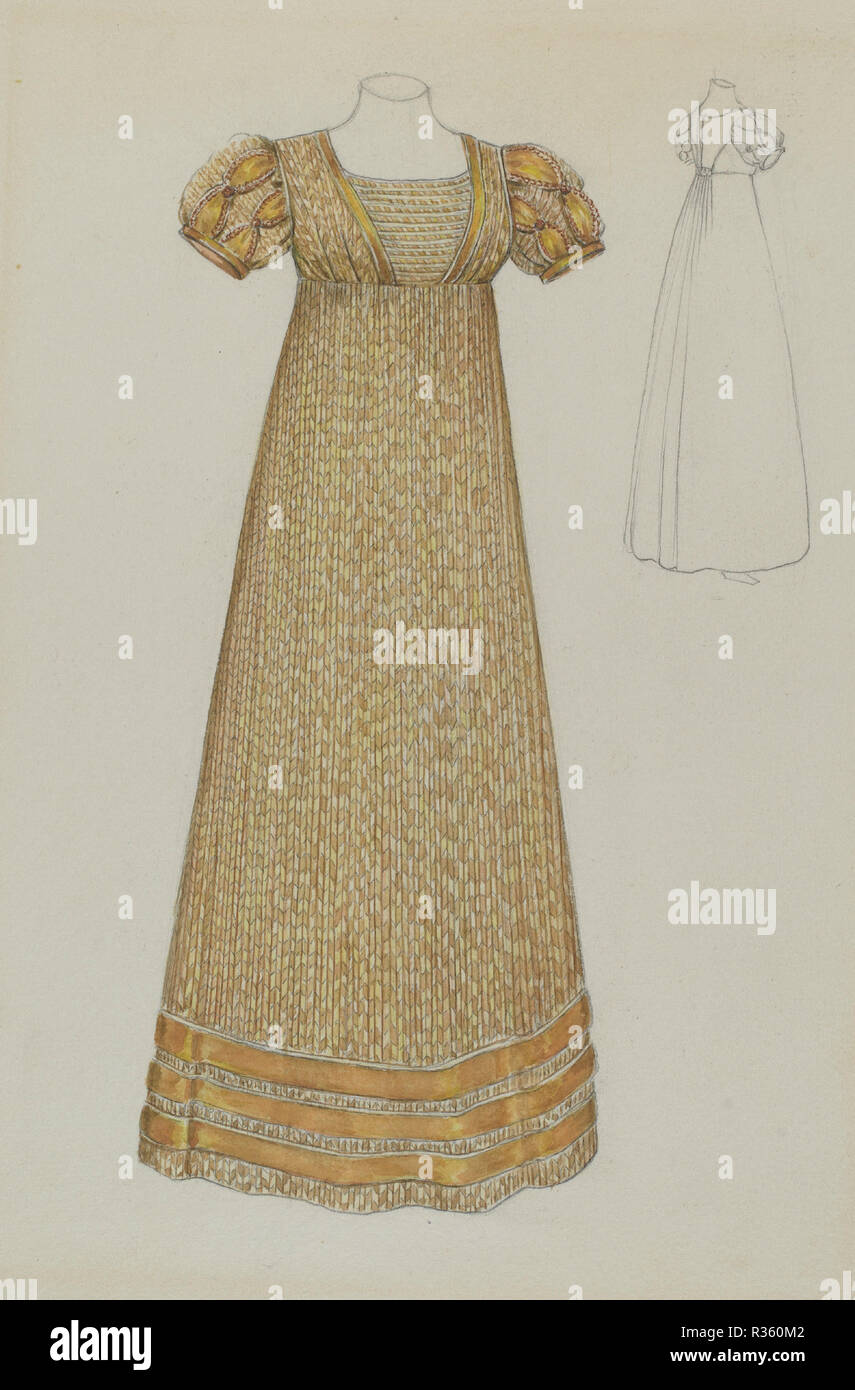 Dress. Dated: c. 1936. Dimensions: overall: 27.9 x 22.8 cm (11 x 9 in.). Medium: watercolor and graphite on paper. Museum: National Gallery of Art, Washington DC. Author: Jessie M. Benge. Stock Photo