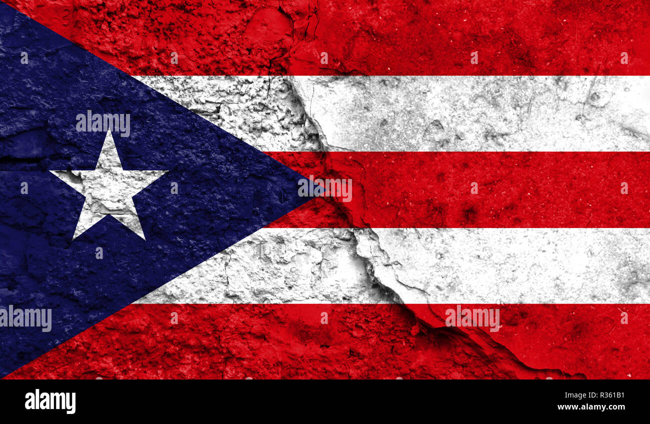 Flag Of Puerto Rico Close Up Painted On A Cracked Wall Concept Of Armed Actions And Conflicts In The World Stock Photo Alamy