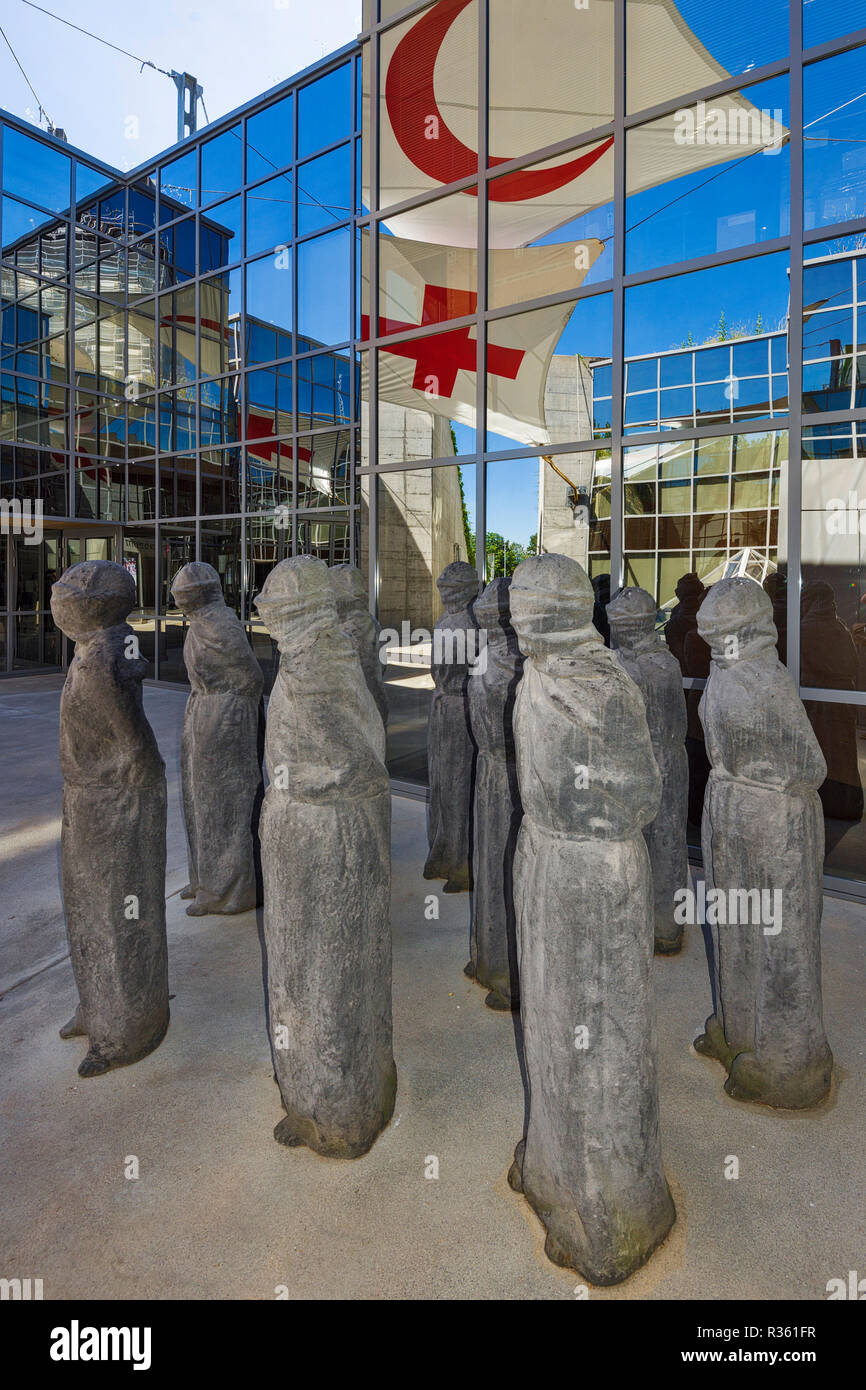Red Cross and Red Museum in Switzerland Stock Photo -