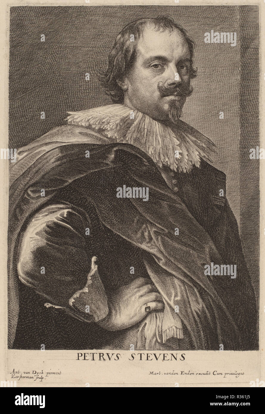 Petrus Stevens. Dated: probably 1626/1641. Medium: etching and engraving. Museum: National Gallery of Art, Washington DC. Author: Lucas Emil Vorsterman after Sir Anthony van Dyck. Stock Photo