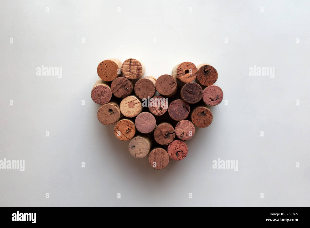 Wine corks heart shaped valentine isolated on white background Stock